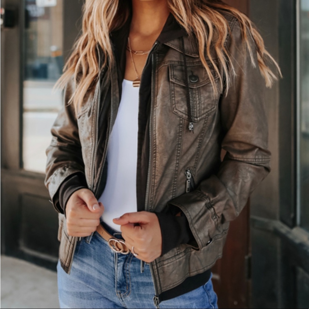 Hooded Sweatshirt Jacket Coffee Magnolia Boutique